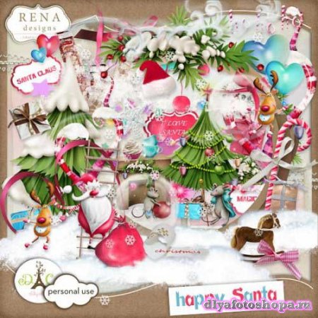 Детский праздничный скрап-комплект - Счастливый Санта 