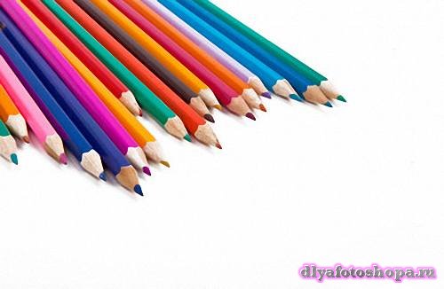 Нужная коллекция на прозрачном фоне - Цветные и простые карандаши
