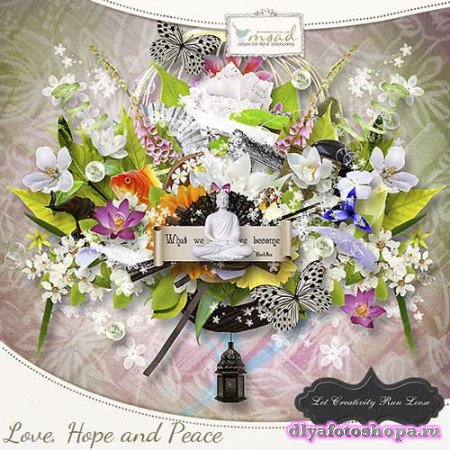 Цветочный скрап-набор - Любовь, надежда и мир