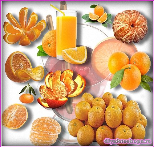 Клипарт прозрачный - Апельсины и мандарины