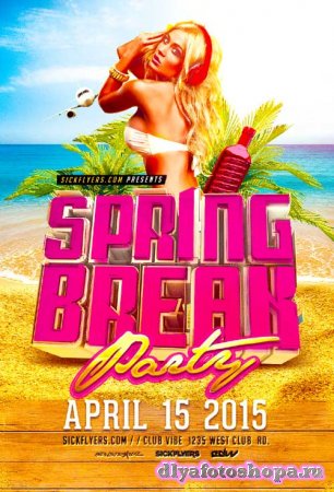 Spring Break Party psd flyer template