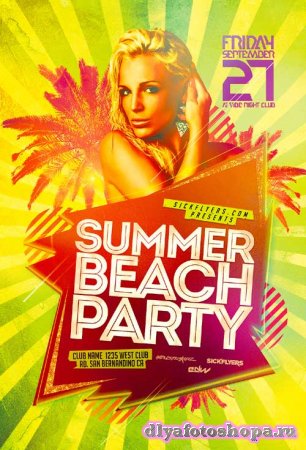 Summer Beach Party psd flyer template