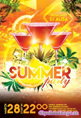 Summer Party 2 psd flyer template