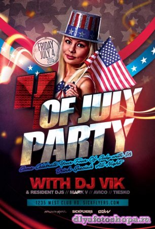 4th July Party psd flyer template