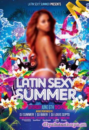 Latin sexy summer psd flyer template