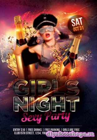 Girls Night sexy party psd flyer template