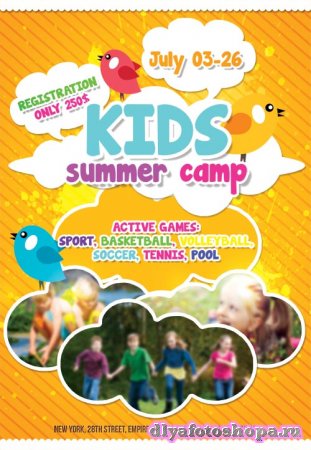 Kids Summer Camp psd flyer template